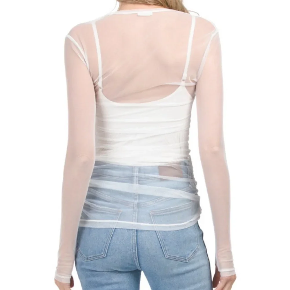 FREE PEOPLE LAST LAYER LONG SLEEVE NWT sheer  top  196TM0 267